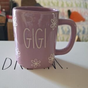 Rae Dunn Lavender GIGI Ceramic Mug with White Daisy Accents